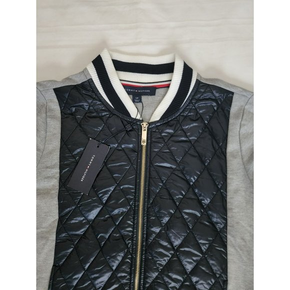Tommy Hilfiger Women's Lush Life Casual Quilted Bomber Jacket Black/Gray S/P - Picture 7 of 13